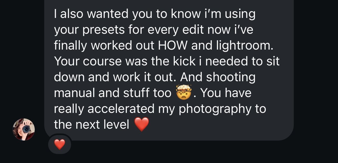 A member's message about their photography improving